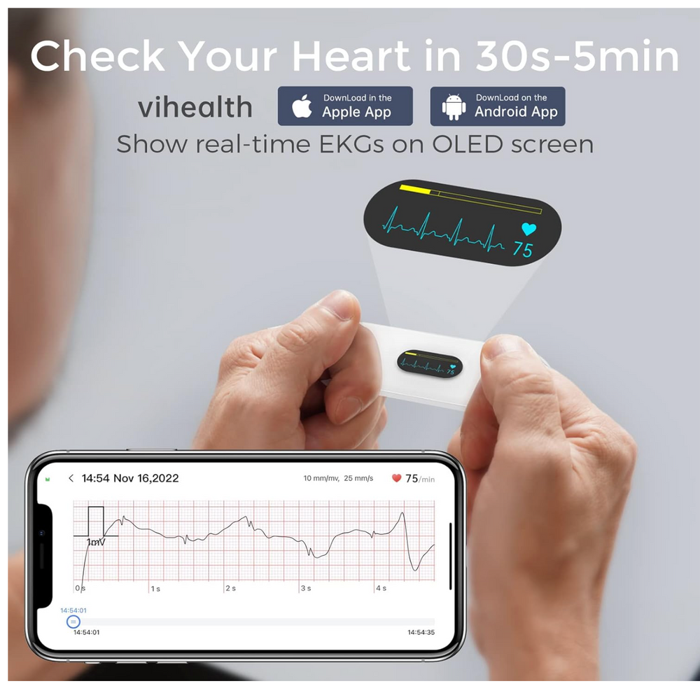 
                  
                    CheckMe Monitor ECG Portátil Bluetooth con Pantalla OLED y App para iOS y Android
                  
                