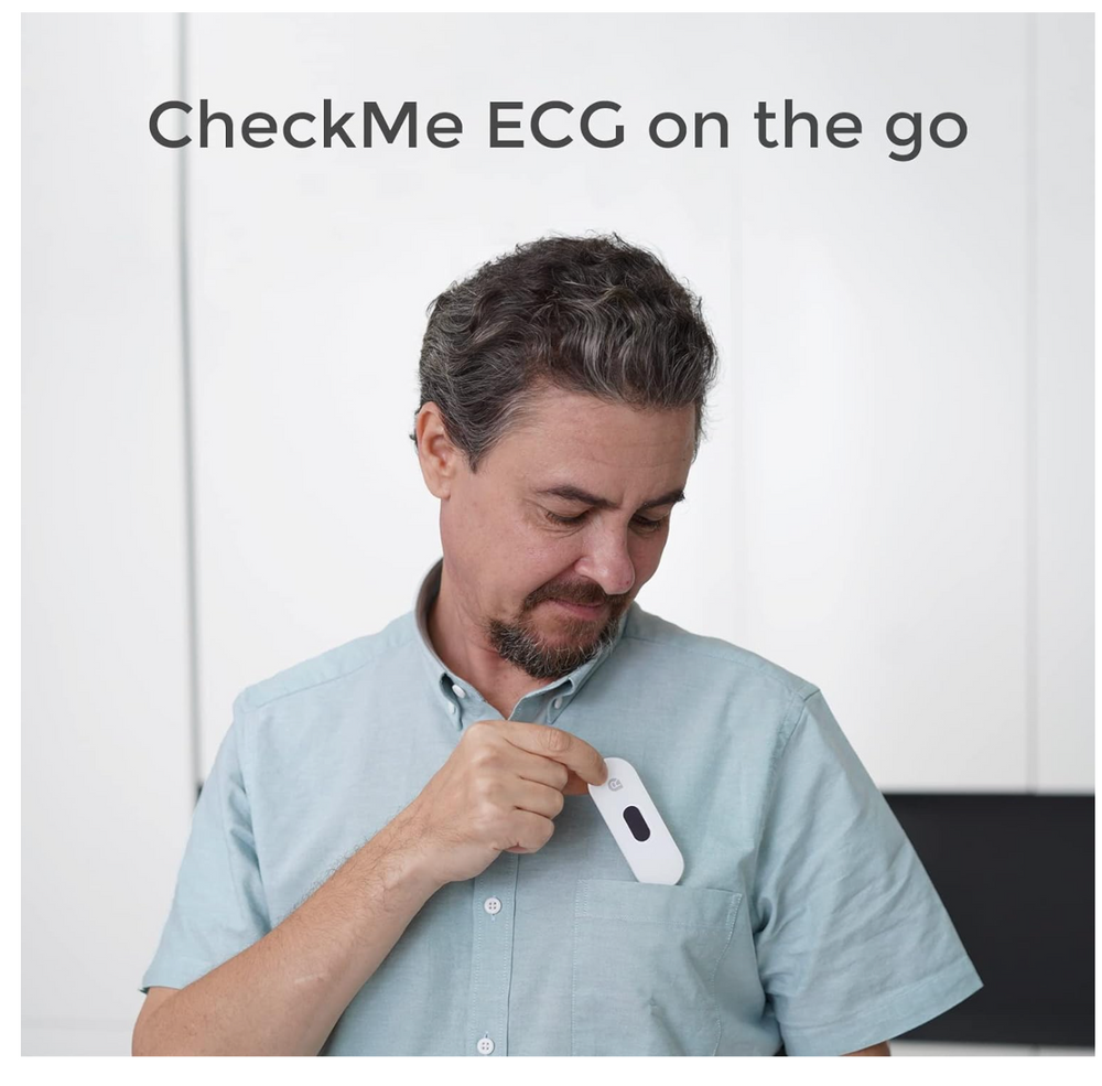 CheckMe Monitor ECG Portátil Bluetooth con Pantalla OLED y App para iOS y Android