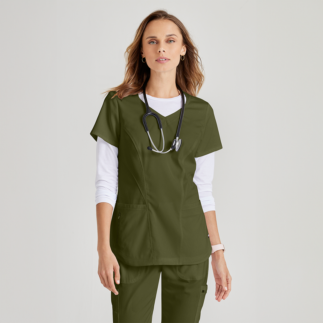 
                  
                    CAMISA DE MUJER ESTILO CARLY CUELLO V CURVO GREYS ANATOMY
                  
                