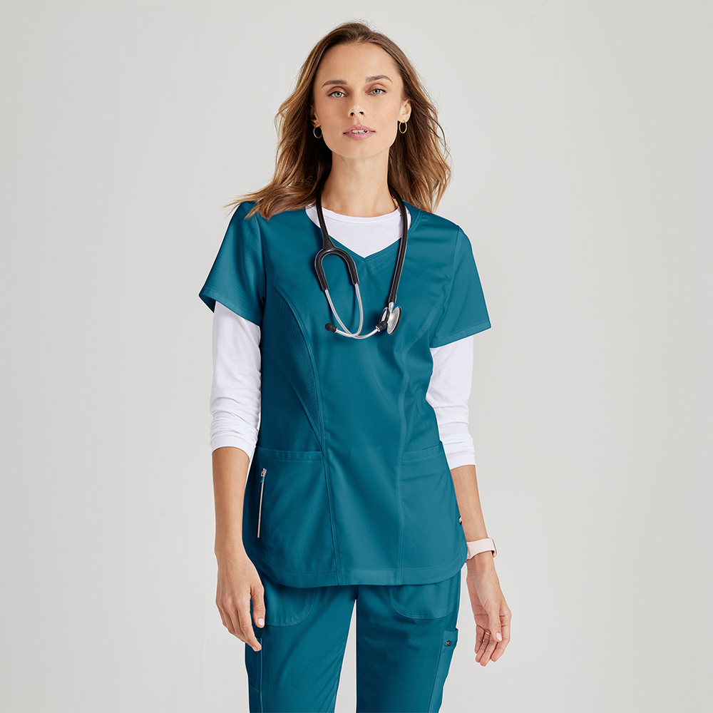 
                  
                    CAMISA DE MUJER ESTILO CARLY CUELLO V CURVO GREYS ANATOMY
                  
                