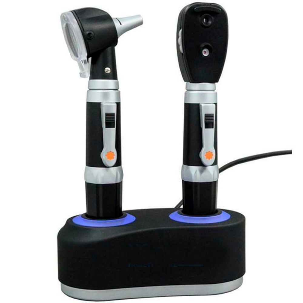 ENT Diagnostic Set: Rechargeable LED Fiber Optic Otoscope and Ophthalmoscope