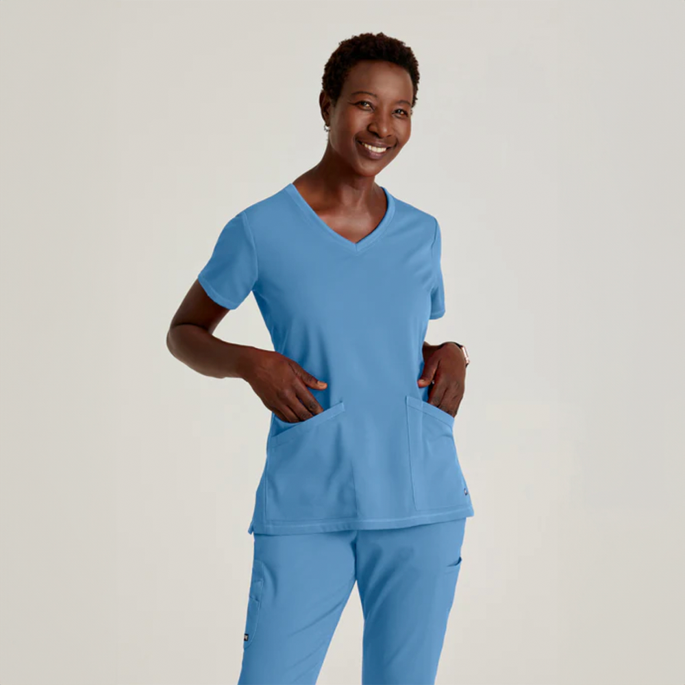 CAMISA DE MUJER ESTILO SERENA CUELLO V CURVO GREYS ANATOMY