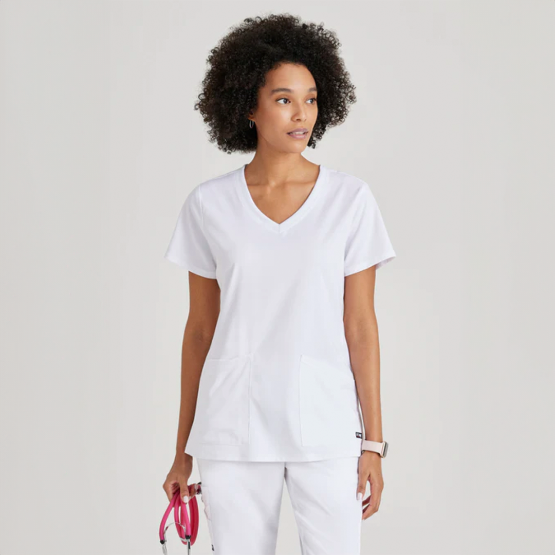 
                  
                    CAMISA DE MUJER ESTILO SERENA CUELLO V CURVO GREYS ANATOMY
                  
                