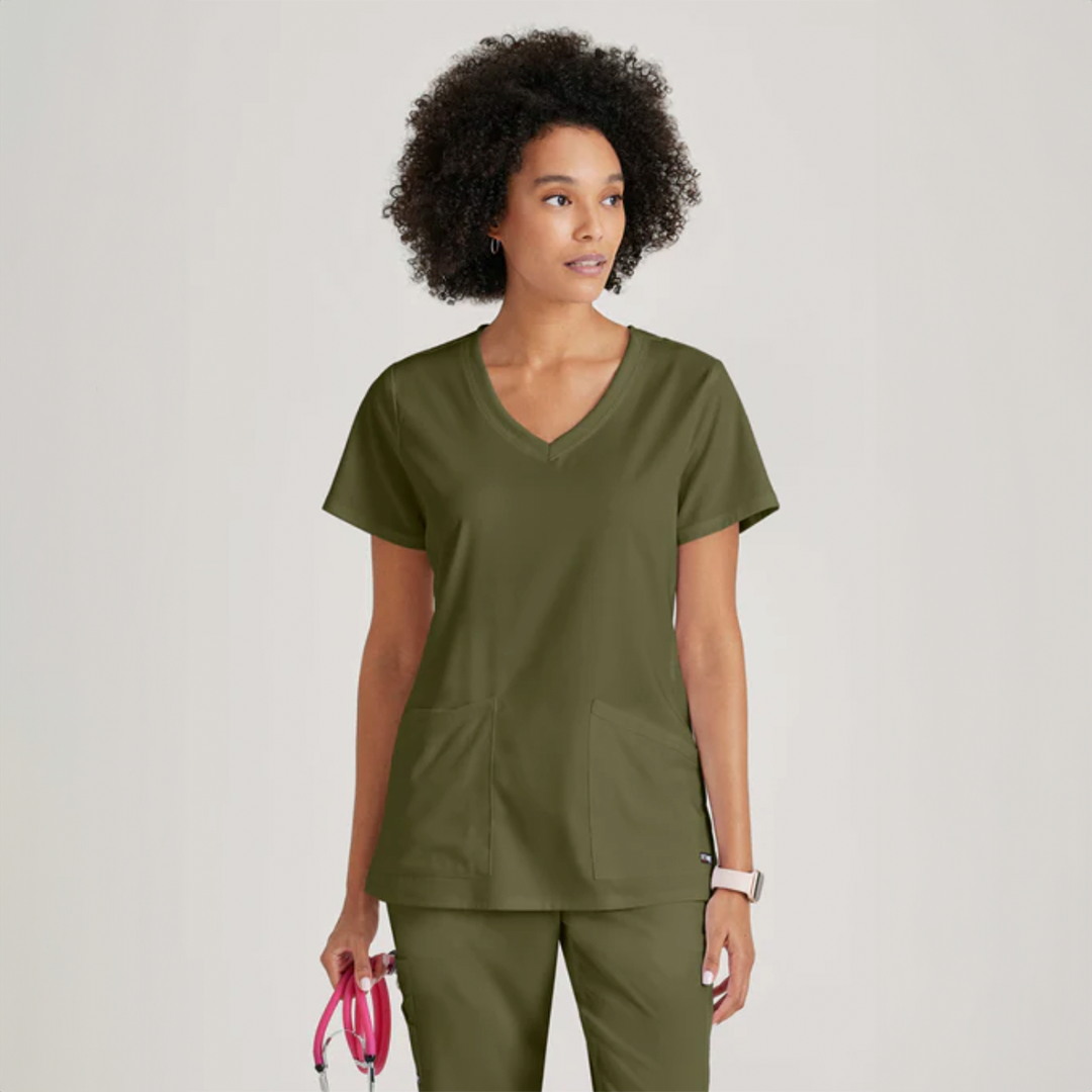 
                  
                    CAMISA DE MUJER ESTILO SERENA CUELLO V CURVO GREYS ANATOMY
                  
                