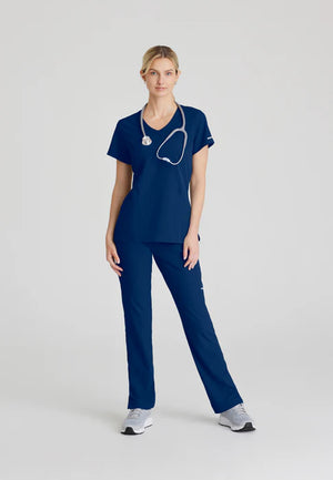 Color: Azul Marino - vista lateral Camisa Mujer Cuello V Skechers en Medimed Honduras