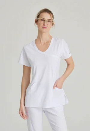 Color: Blanco - vista frontal Camisa Mujer Cuello V Skechers en Medimed Honduras
