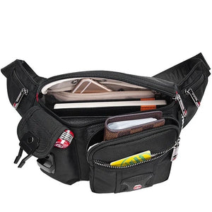 Waist bag with multiple pockets and large capacity: 5 pockets, spacious.