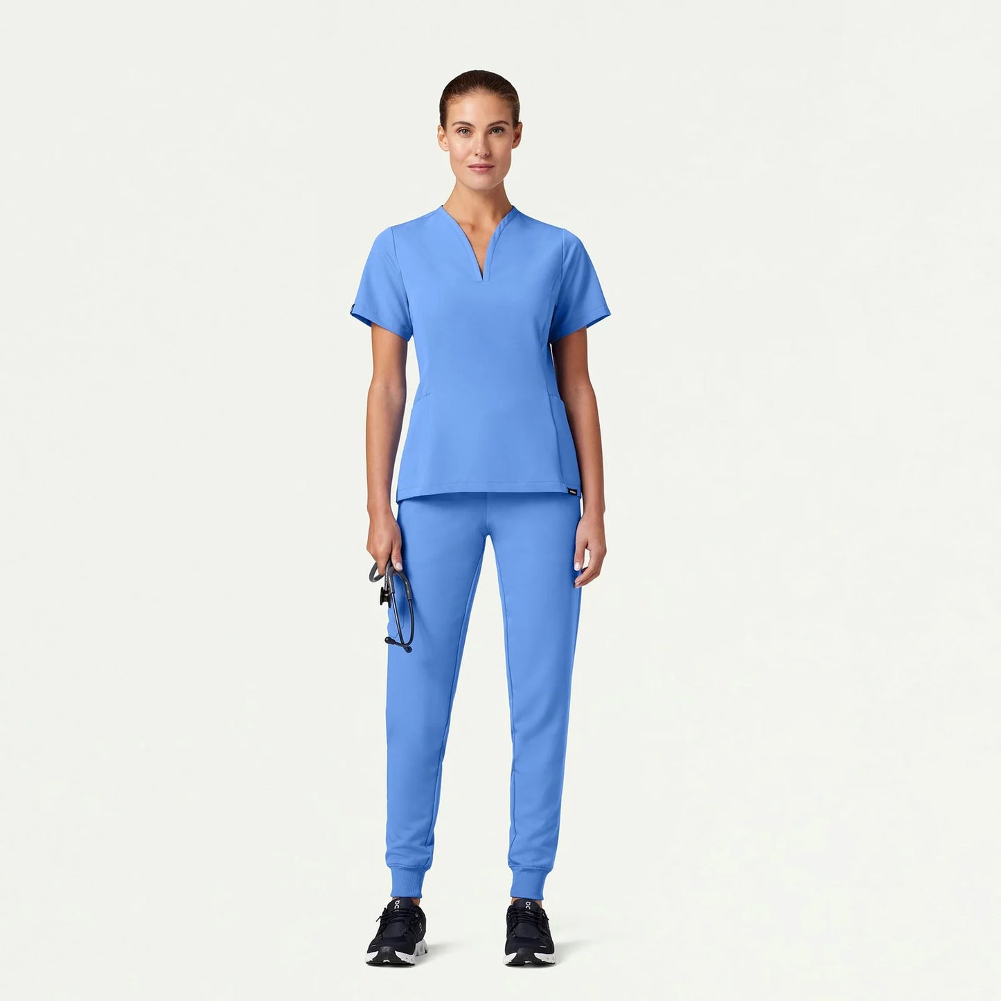 Color: Azul Cielo - vista lateral Camisa Jaanuu Calix Fit and Flare en Medimed Honduras