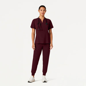 Color: Vino - vista lateral Camisa Jaanuu Calix Fit and Flare en Medimed Honduras