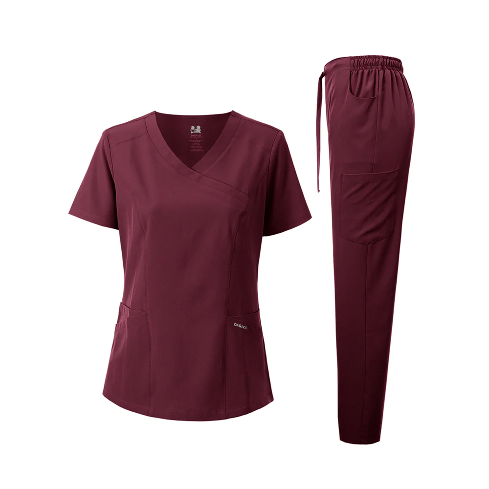 Dagacci Medical Set Uniform with Y-Neck and 4-Way Elastic