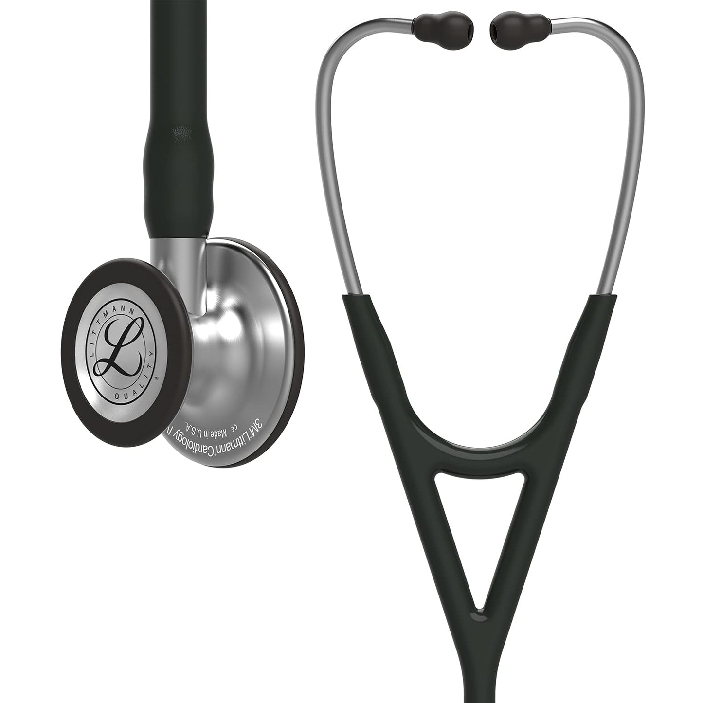 
                  
                    Estetoscopio Littmann Cardiología IV, modelo 6151, en color negro y plateado, diseñado para profesionales que demandan la más alta calidad acústica.
                  
                