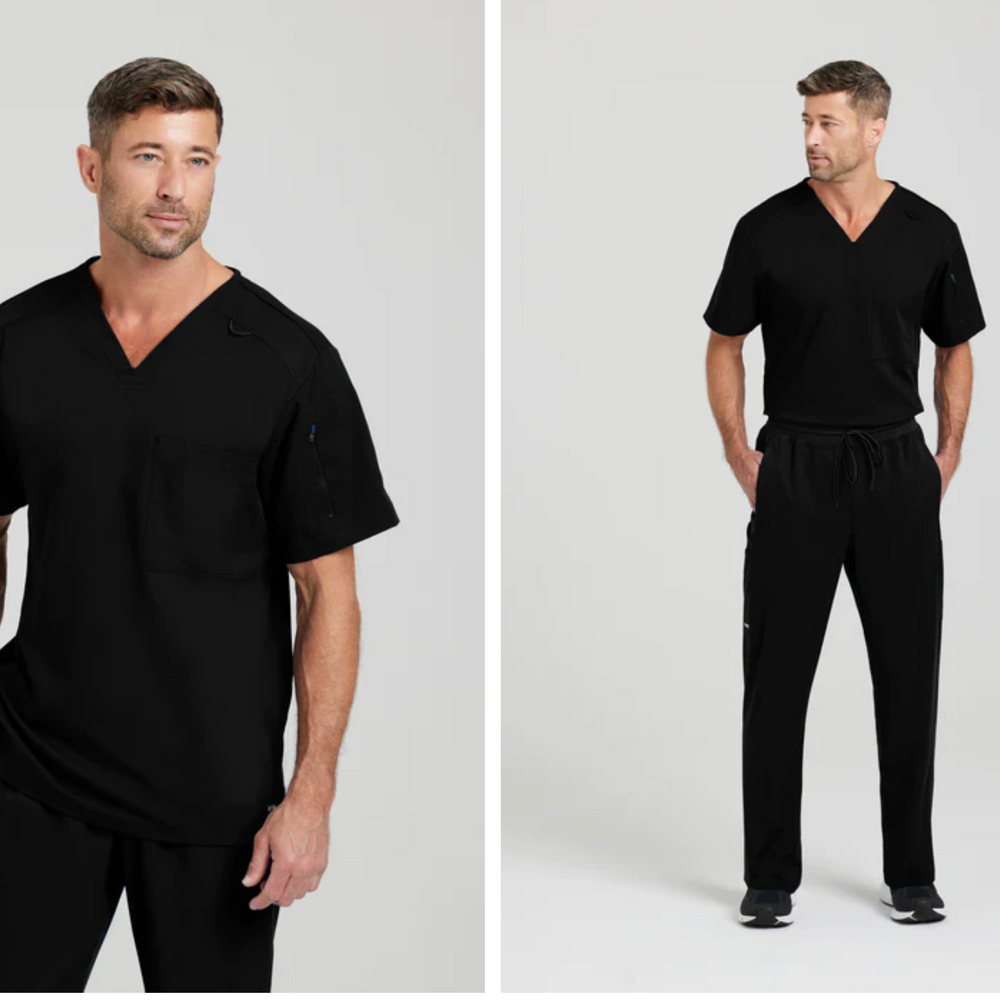 Camisa estilo Murphy de Grey's Anatomy, con cuello en V y 2 bolsillos, modelo GRST079, ideal para profesionales de la salud que buscan comodidad y funcionalidad.