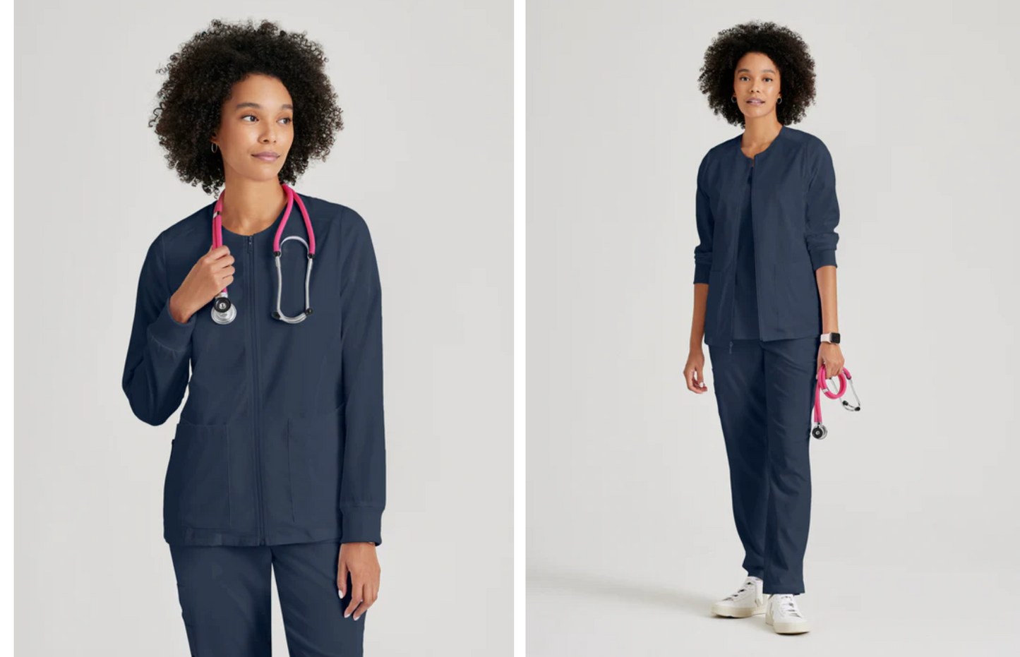 
                  
                    Chaqueta Gianna de Grey's Anatomy, modelo GRSW873, con 5 bolsillos, diseñada para combinar funcionalidad y estilo para los profesionales de la salud.
                  
                