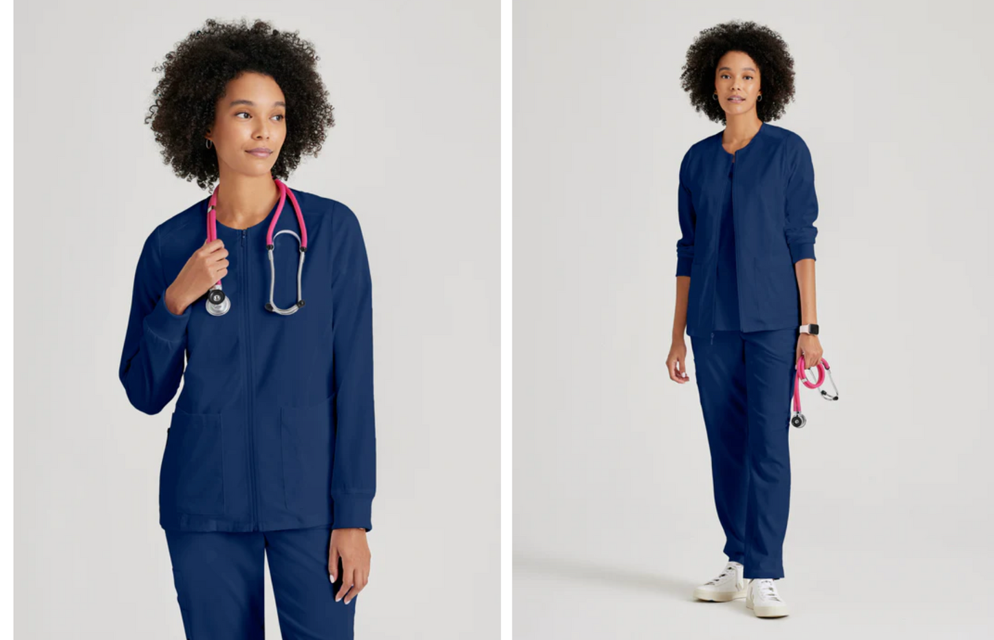 
                  
                    Chaqueta Gianna de Grey's Anatomy, modelo GRSW873, con 5 bolsillos, diseñada para combinar funcionalidad y estilo para los profesionales de la salud."
                  
                