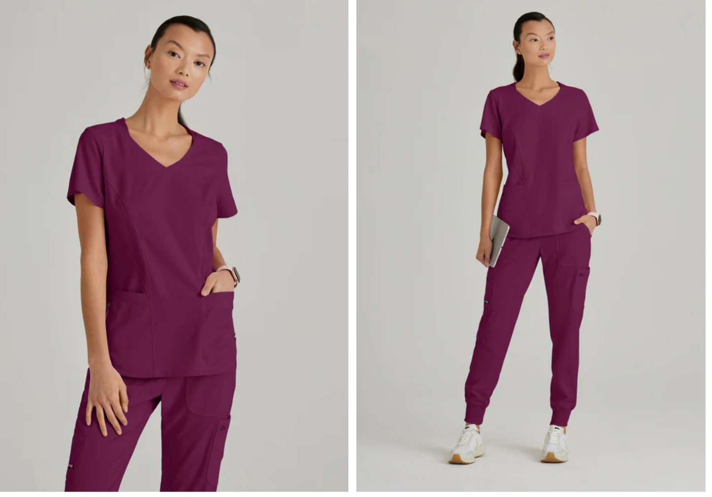 
                  
                    Top de Grey's Anatomy, modelo GRST124, con cuello en V curvo y 3 bolsillos, diseñado para combinar estilo y funcionalidad para profesionales de la salud.
                  
                