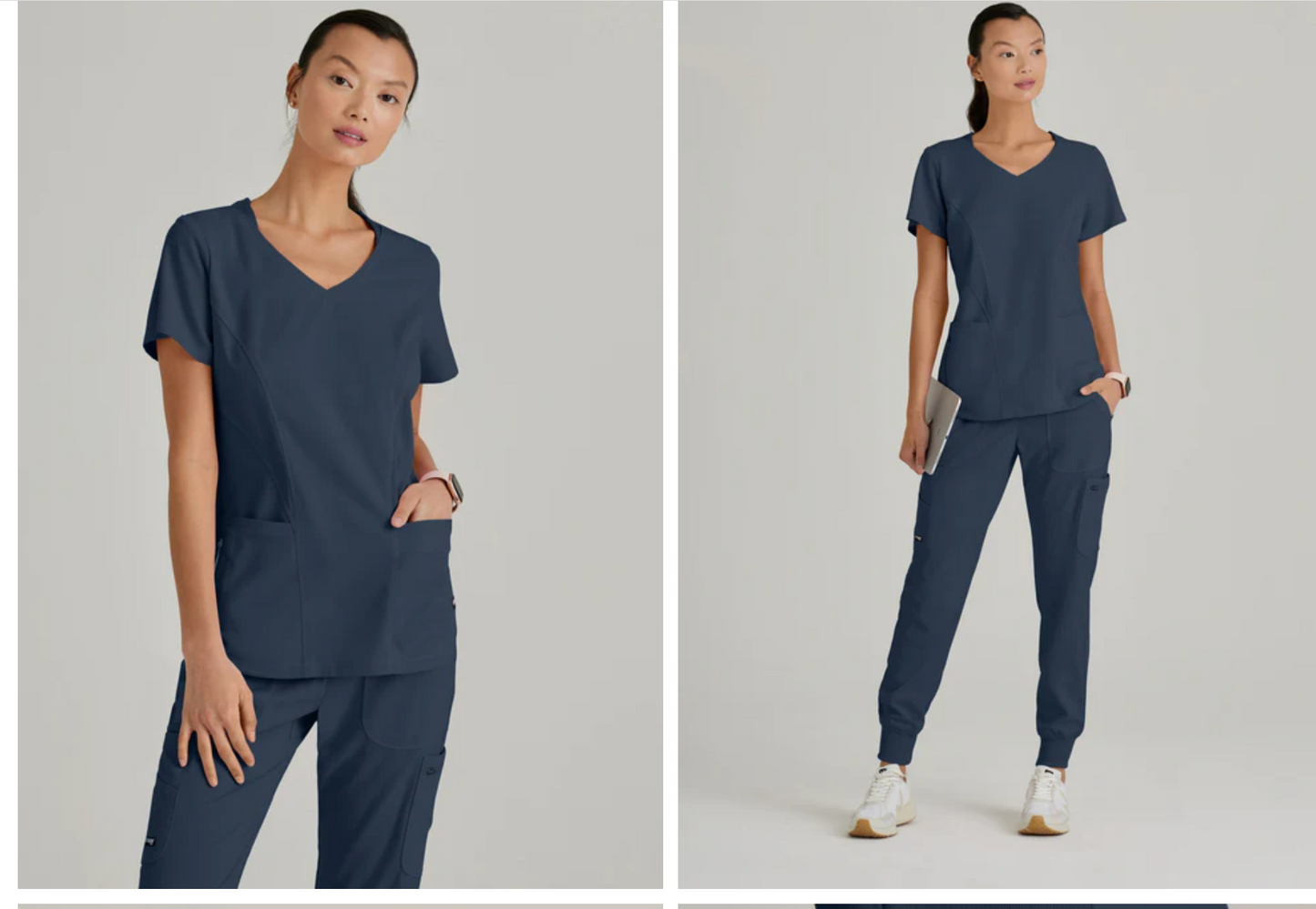 
                  
                    Top con cuello en V y diseño curvo de Grey's Anatomy, modelo GRST124, equipado con 3 bolsillos, perfecto para profesionales de la salud que buscan estilo y funcionalidad.
                  
                