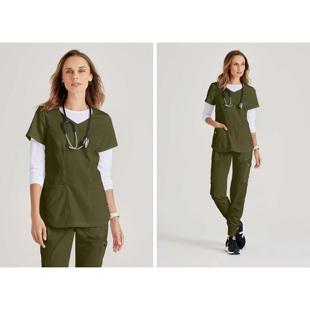 
                  
                    CAMISA DE MUJER ESTILO CARLY CUELLO V CURVO GREYS ANATOMY
                  
                