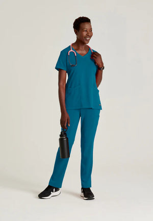 Color: Azul Caribe - vista lateral Camisa Greys Anatomy Serena en Medimed Honduras