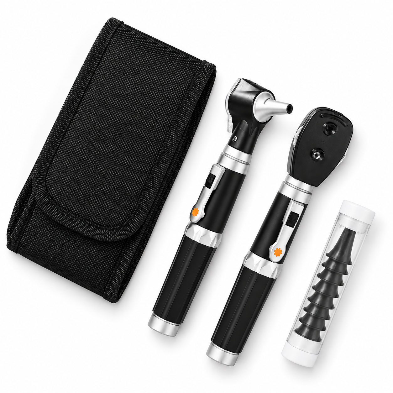 Color: Negro - vista 3 Conjunto Otoscopio Oftalmoscopio Doble Mango Micromedic en Medimed Honduras