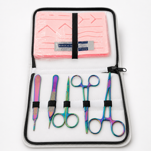Kit de Cirugia menor 5 Piezas Incluye Pad De Silicon Para Practica, Kit De Diseccion