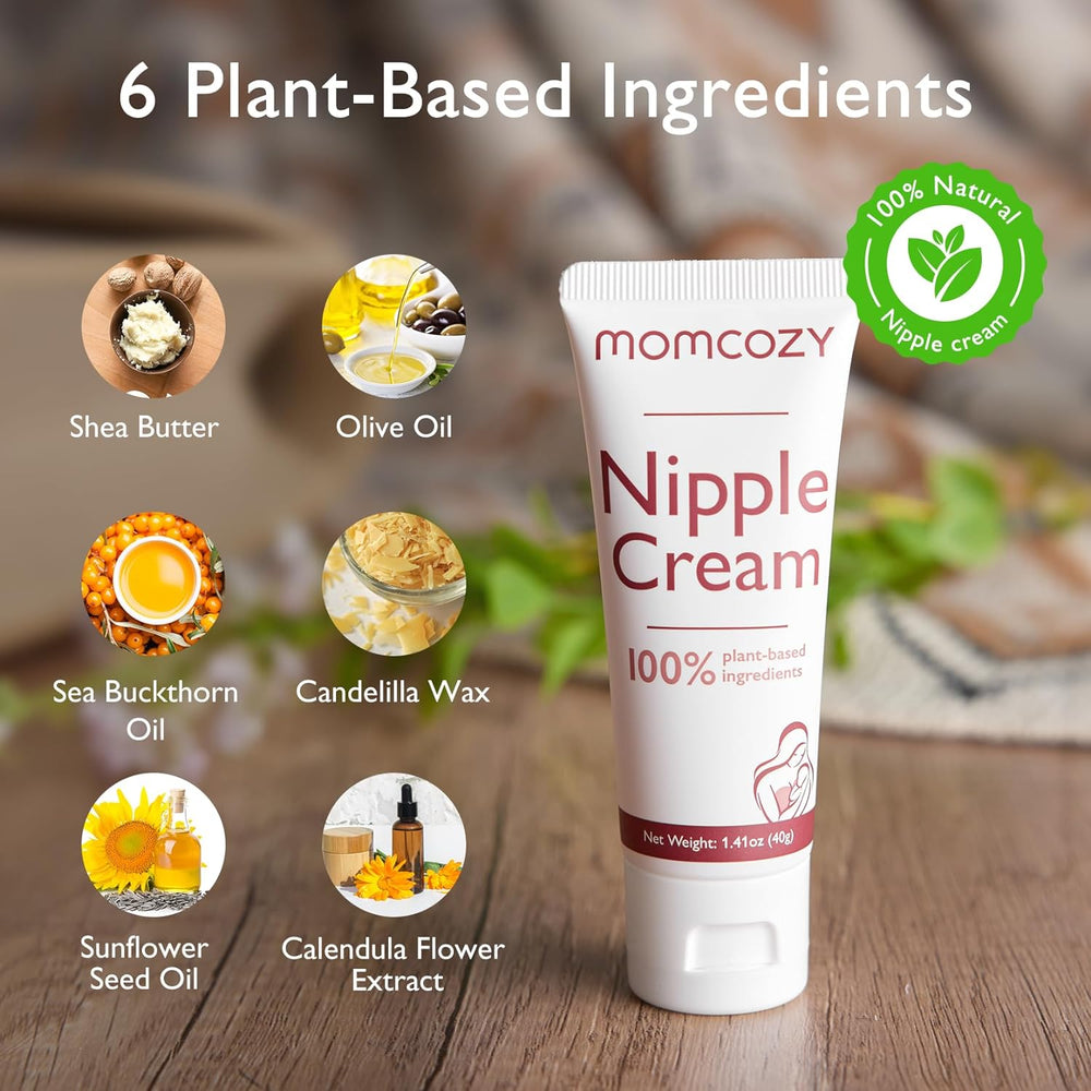 Momcozy Crema para Pezones 100% Natural, diseñada para proporcionar alivio y cuidado durante la lactancia. ¡Obtén una crema suave y natural para el cuidado de los pezones durante el período de lactancia!