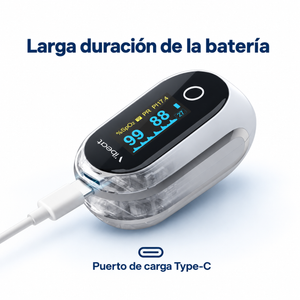 Oxímetro de Pulso Vibeat - Recargable, Pantalla OLED, con App