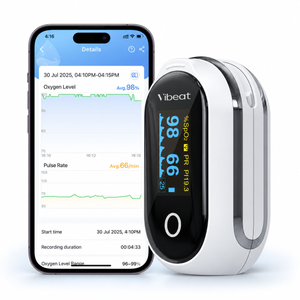 Oxímetro de Pulso Vibeat - Recargable, Pantalla OLED, con App