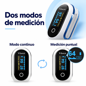 Oxímetro de Pulso Vibeat - Recargable, Pantalla OLED, con App
