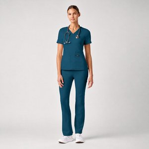 Color: Azul Caribe - vista lateral Pantalón Jaanuu Perri Yoga UltraSOFT en Medimed Honduras