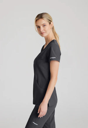 Color: Pewter - vista posterior Camisa Mujer Cuello V Skechers en Medimed Honduras