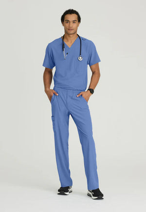 Color: Azul Cielo - vista frontal Camisa Skechers Structure Cuello V Hombre en Medimed Honduras
