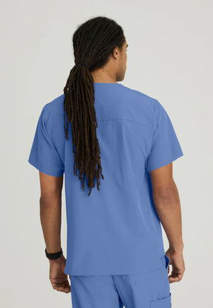Color: Azul Cielo - detalle Camisa Skechers Structure Cuello V Hombre en Medimed Honduras