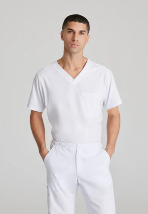 Color: Blanco - vista frontal Camisa Skechers Structure Cuello V Hombre en Medimed Honduras