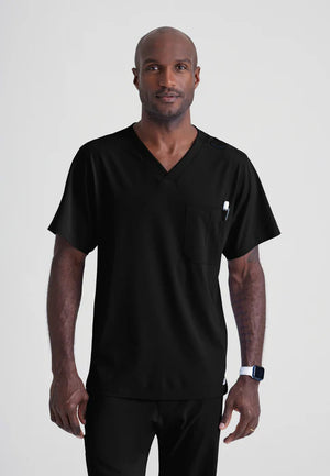 Color: Negro - vista frontal Camisa Skechers Structure Cuello V Hombre en Medimed Honduras