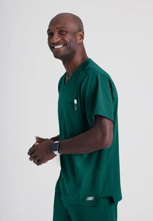 Color: Verde Hunter - vista posterior Camisa Skechers Structure Cuello V Hombre en Medimed Honduras