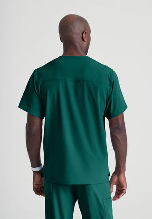 Color: Verde Hunter - detalle Camisa Skechers Structure Cuello V Hombre en Medimed Honduras