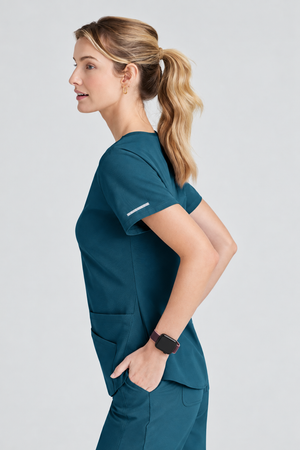Color: Azul Caribe - vista 3 Camisa Médica Skechers Breeze en Medimed Honduras