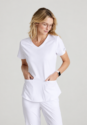 Color: Blanco - vista 1 Camisa Médica Skechers Breeze en Medimed Honduras