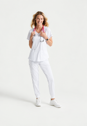 Color: Blanco - vista 2 Camisa Médica Skechers Breeze en Medimed Honduras