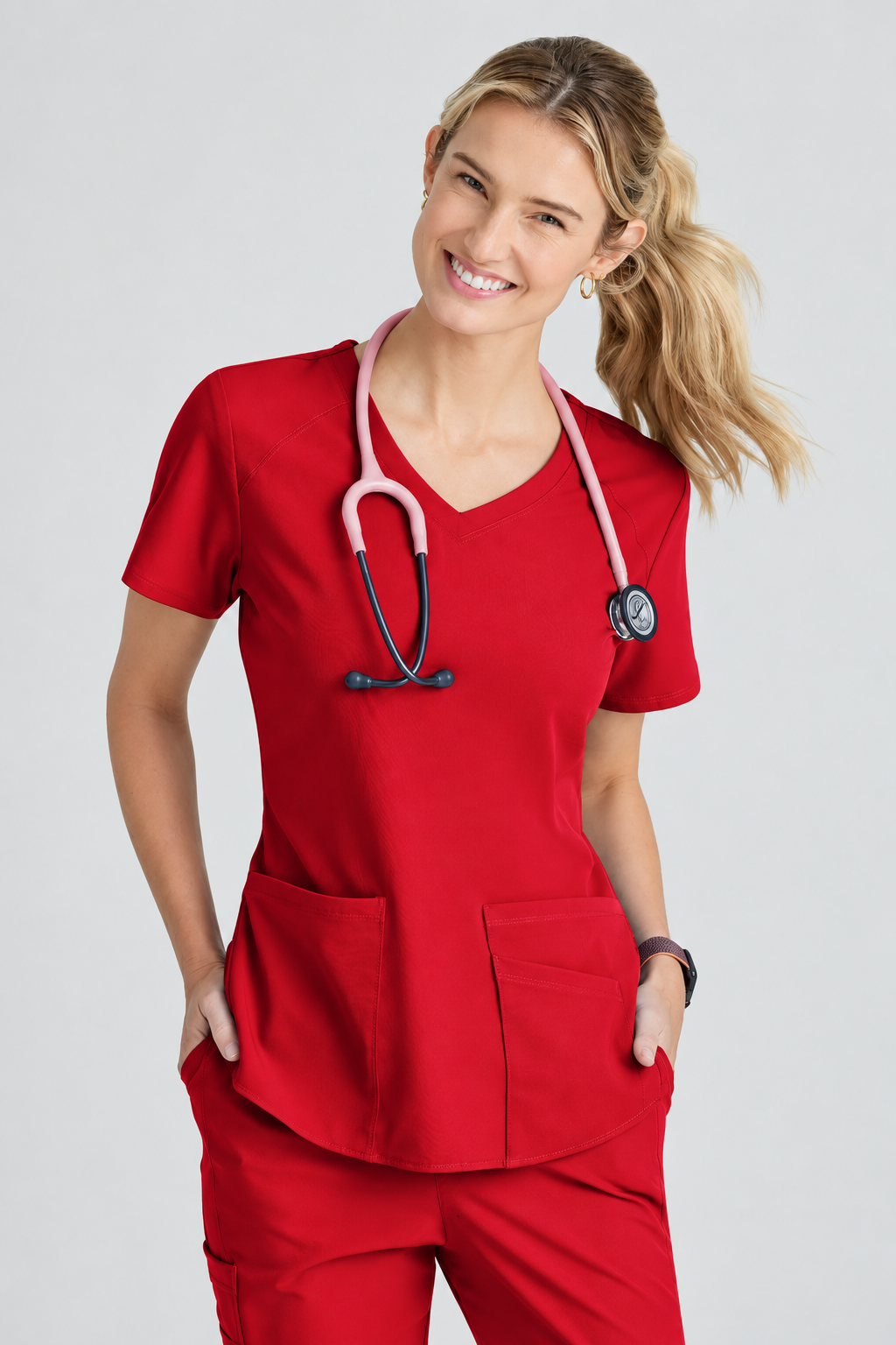Color: Rojo - vista 1 Camisa Médica Skechers Breeze en Medimed Honduras