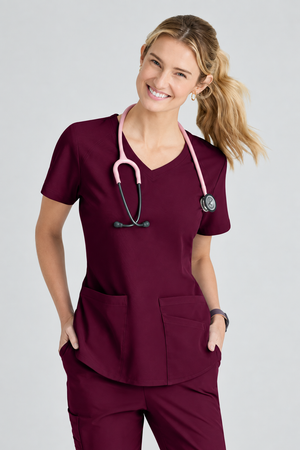 Color: Vino - vista 1 Camisa Médica Skechers Breeze en Medimed Honduras
