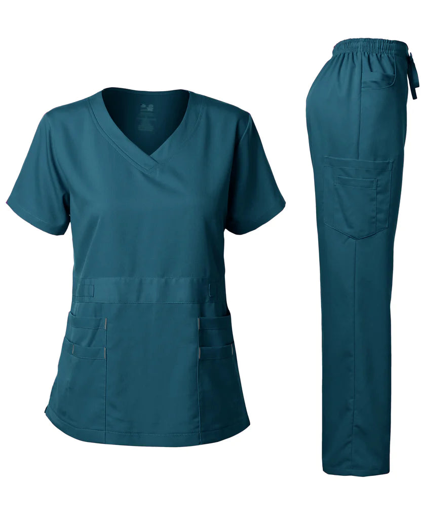 Uniforme Set Médico con Cuello en U y Elástico de 4 Vías Dagacci