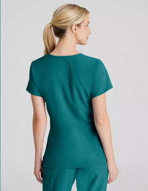 Color: Verde Azulado - vista lateral Camisa Mujer Cuello V Skechers en Medimed Honduras