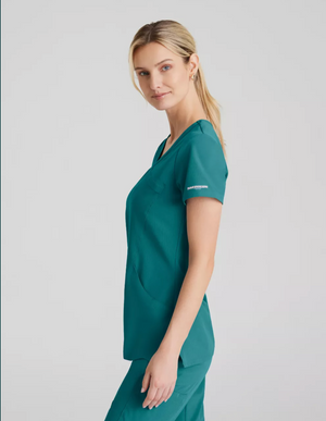 Color: Verde Azulado - detalle Camisa Mujer Cuello V Skechers en Medimed Honduras