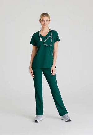 Color: Verde Hunter - vista lateral Camisa Mujer Cuello V Skechers en Medimed Honduras
