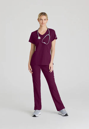 Color: Vino - vista lateral Camisa Mujer Cuello V Skechers en Medimed Honduras