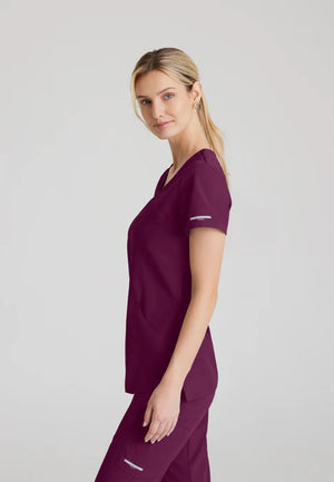 Color: Vino - vista posterior Camisa Mujer Cuello V Skechers en Medimed Honduras