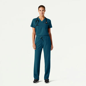 Color: Azul Caribe - vista lateral Pantalon Jaanuu Xenos Cintura Elastica en Medimed Honduras