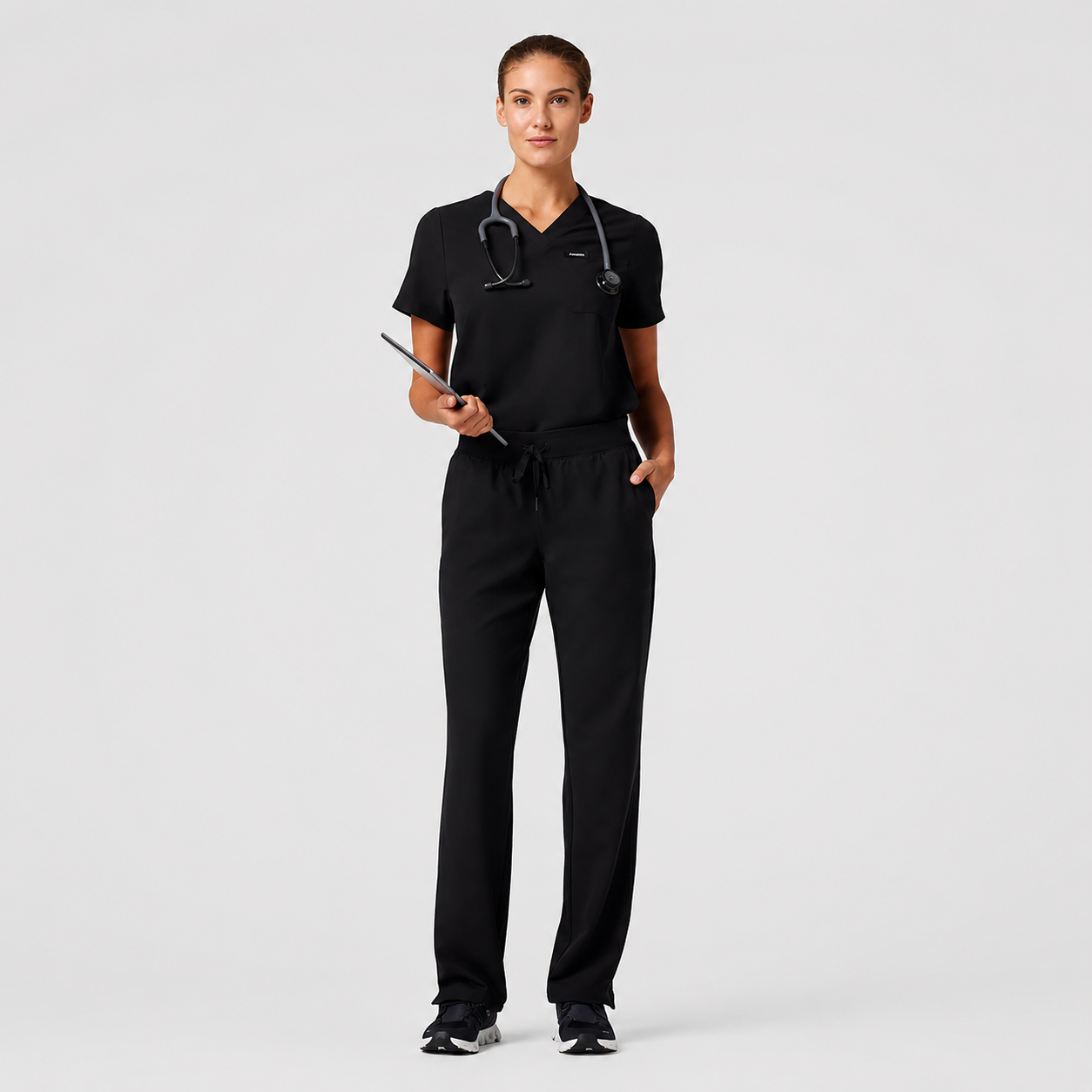 Color: Negro - vista lateral Pantalón Jaanuu Xenos Cintura Elástica en Medimed Honduras