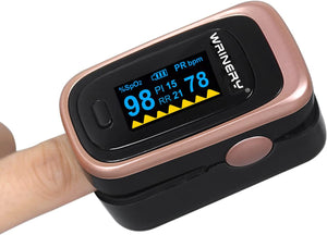 Oximeter Oxygen Saturation Monitor (O2), Pulse Oximeter, Oxygen Monitor, Battery Operated OLED Portable Oximetry, with Hanging Strip